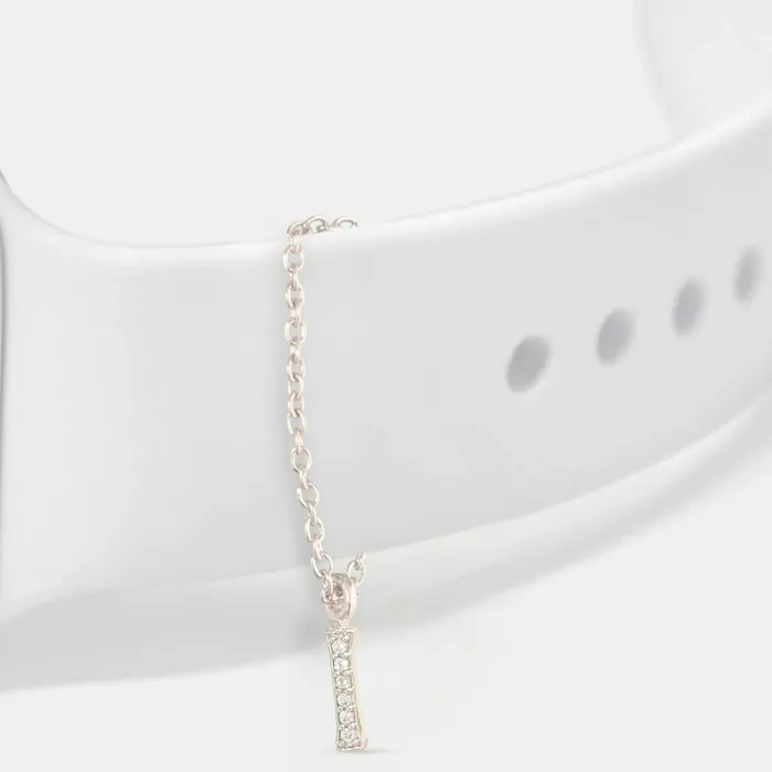 Alphabet CZ White Gold Plated Silver Watch Charm SILVER Charm Necklaces