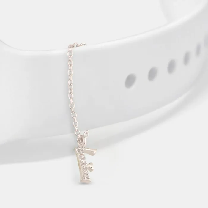 Alphabet CZ White Gold Plated Silver Watch Charm SILVER Charm Necklaces