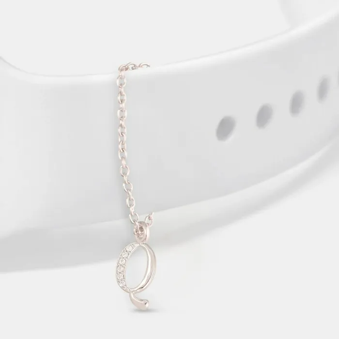 Alphabet CZ White Gold Plated Silver Watch Charm SILVER Charm Necklaces