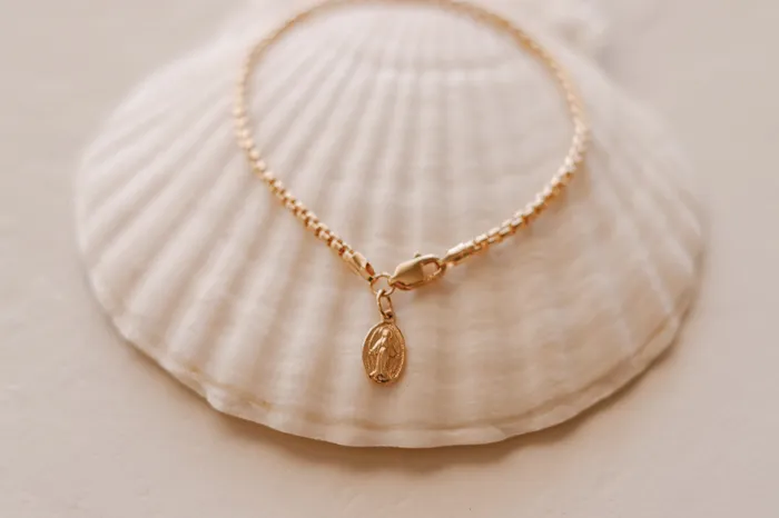 Bracelets The Little Catholic 14k Gold Stella Miraculous Medal Bracelet