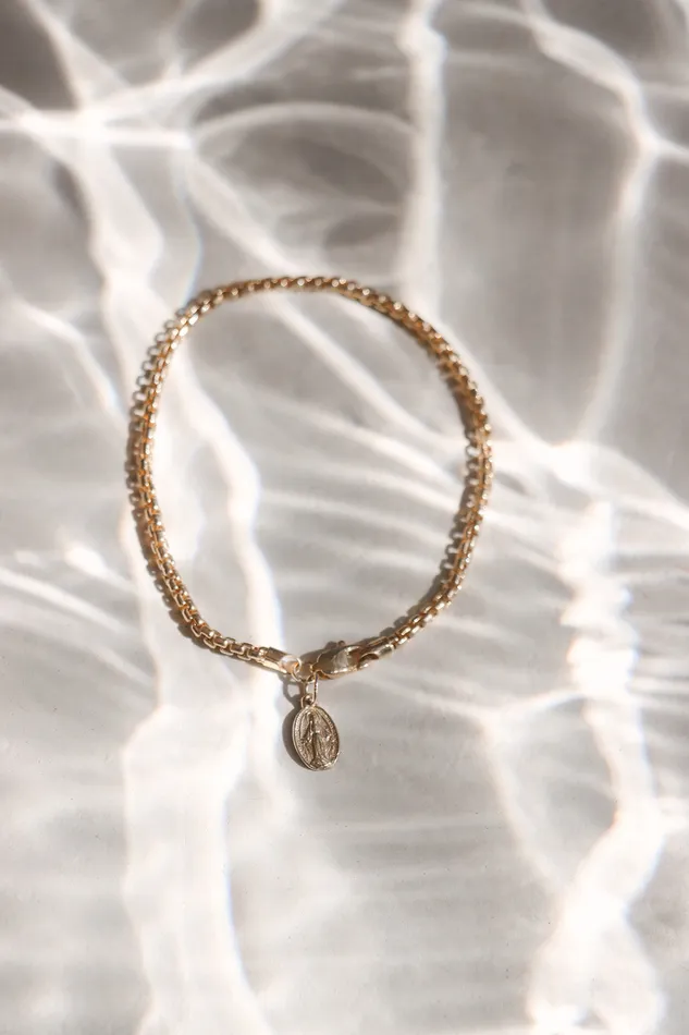 Bracelets The Little Catholic 14k Gold Stella Miraculous Medal Bracelet