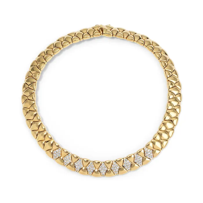 Diamond Scalloped Link Necklace SG Vintage Necklaces