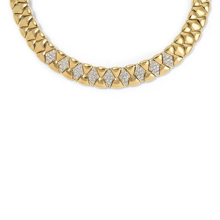 Diamond Scalloped Link Necklace SG Vintage Necklaces