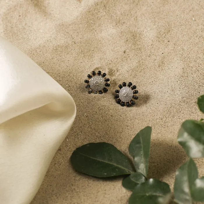 Earrings Floral CZ Silver Mangalsutra Stud Earrings SILVER