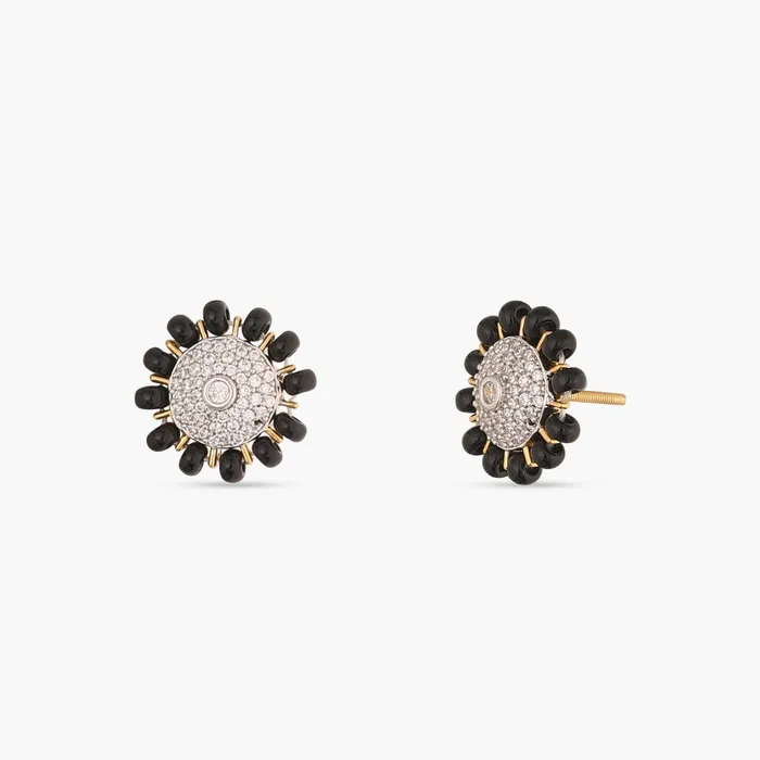 Earrings Floral CZ Silver Mangalsutra Stud Earrings SILVER