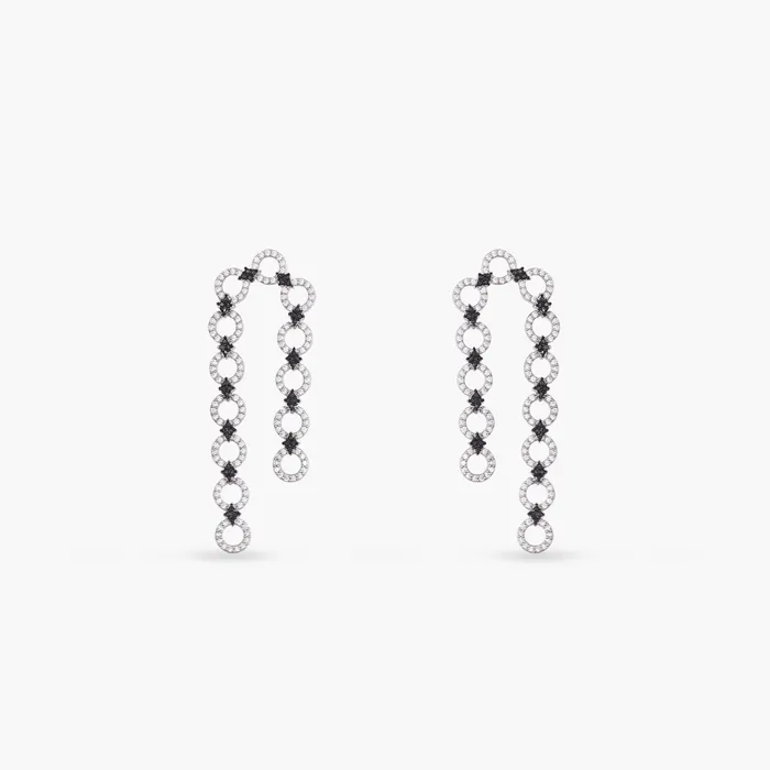 Earrings SILVER Monochrome Play Linked CZ Silver Drop Earring