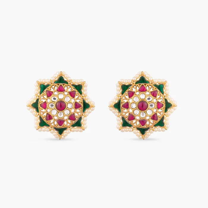 Earrings SILVER Nakshatra Jadau Silver Stud Earrings