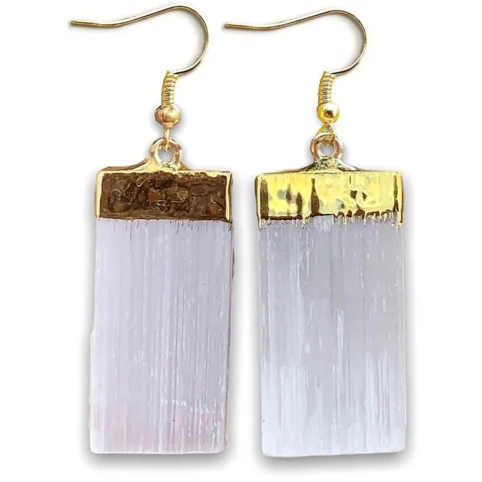 Magic Crystals Earrings Raw Selenite Golden Earrings