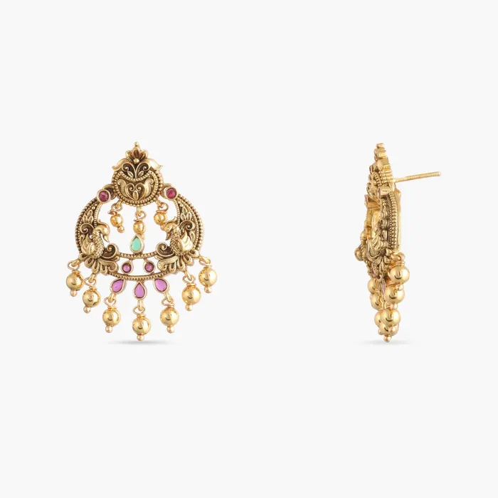SILVER Earrings Bhagya Temple Silver Chandbali Earrings