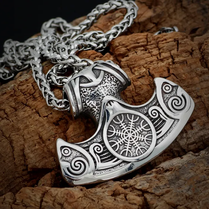 Thors Hammer Necklace Helmet of Awe AE Necklaces