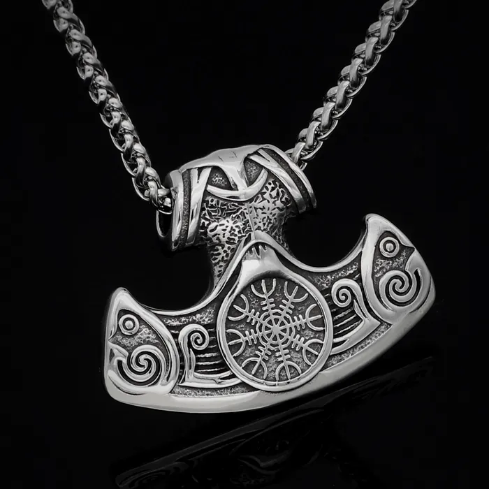 Thors Hammer Necklace Helmet of Awe AE Necklaces
