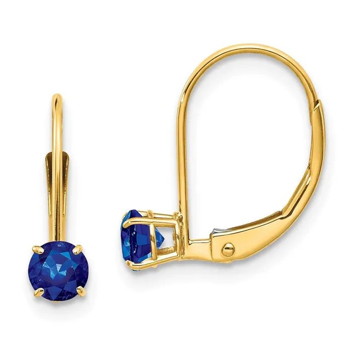 14k 4mm Round SeptemberSapphire Leverback Earrings Jewelry Earrings