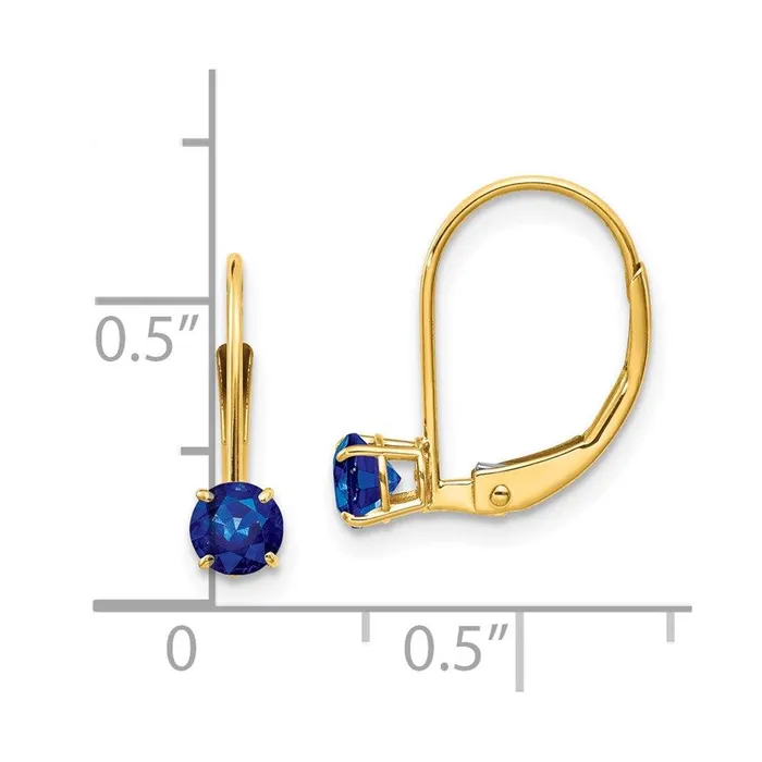 14k 4mm Round SeptemberSapphire Leverback Earrings Jewelry Earrings