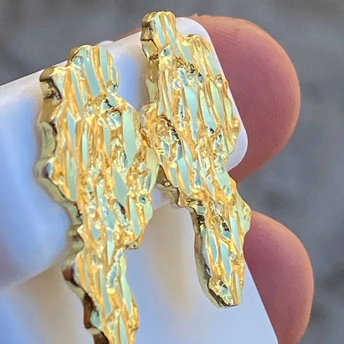 14K Gold Plated over 925 Sterling Silver Huge Nugget Earrings 27MM Bling Cartel Admin Earrings
