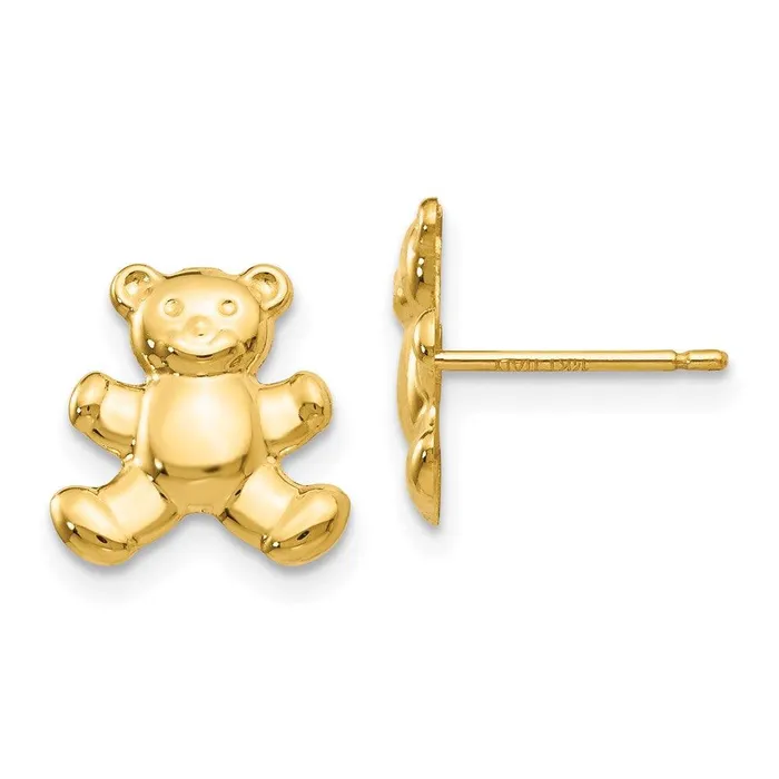 14k Teddy Bear Post Earrings Jewelry Earrings