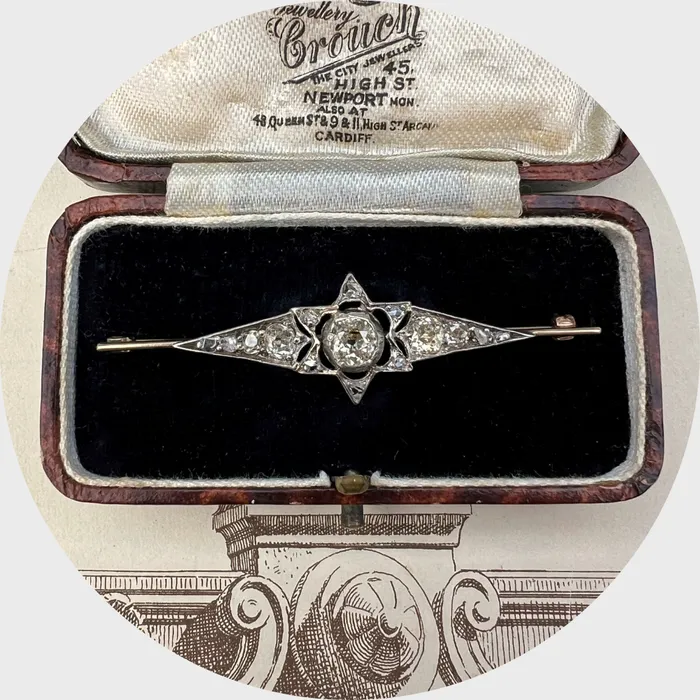 21stfinds Earrings Old MineCut Diamond Star Bar Brooch