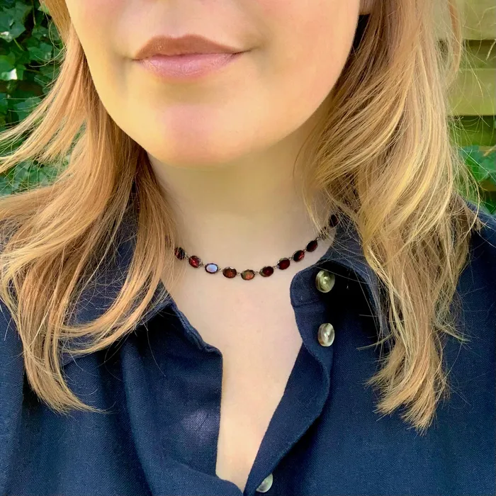 21stfinds FlatCut Garnet Rivire Necklace Necklaces