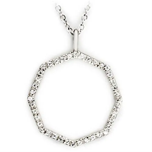 36513 HighPolished 925 Sterling Silver Pendant with AAA Grade CZ in Clear Alamode Necklaces