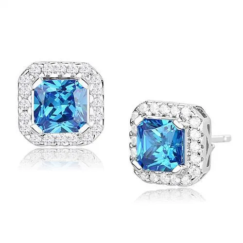 3W1370 Rhodium 925 Sterling Silver Earrings with Synthetic Spinel in London Blue Alamode Earrings 3W1370 Rhodium 925 Sterling Silver Earrings with Synthetic Spinel in London Blue Alamode Earrings