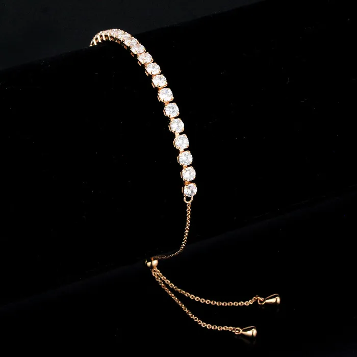 3W1651 Rose Gold Brass Bracelet with AAA Grade CZ in Clear Alamode Bracelets