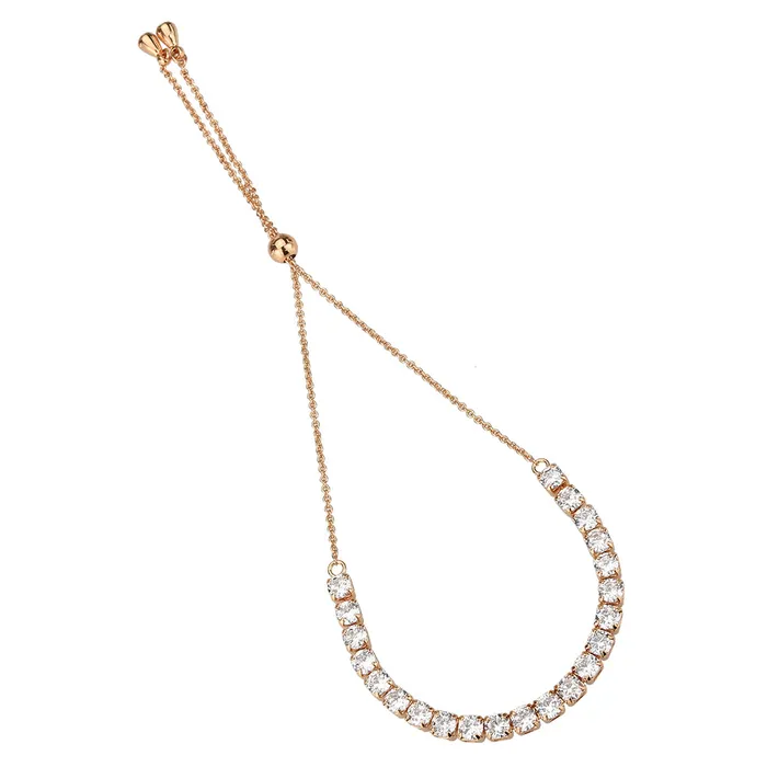 3W1651 Rose Gold Brass Bracelet with AAA Grade CZ in Clear Alamode Bracelets