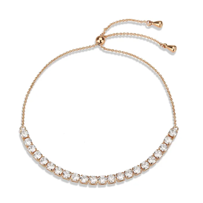 3W1651 Rose Gold Brass Bracelet with AAA Grade CZ in Clear Alamode Bracelets