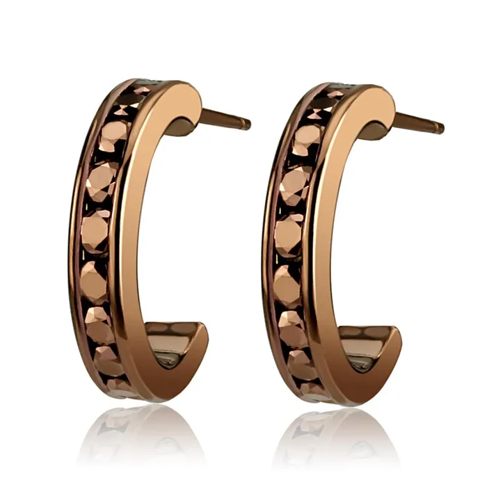 Alamode Earrings 3W1140 IP Coffee light Brass Earrings with Top Grade Crystal in Light Coffee Alamode Earrings 3W1140 IP Coffee light Brass Earrings with Top Grade Crystal in Light Coffee