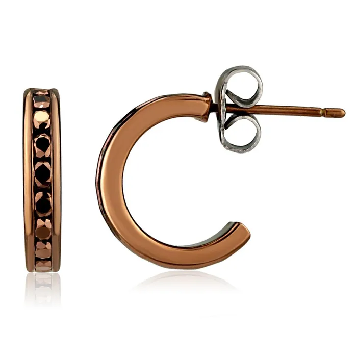 Alamode Earrings 3W1140 IP Coffee light Brass Earrings with Top Grade Crystal in Light Coffee