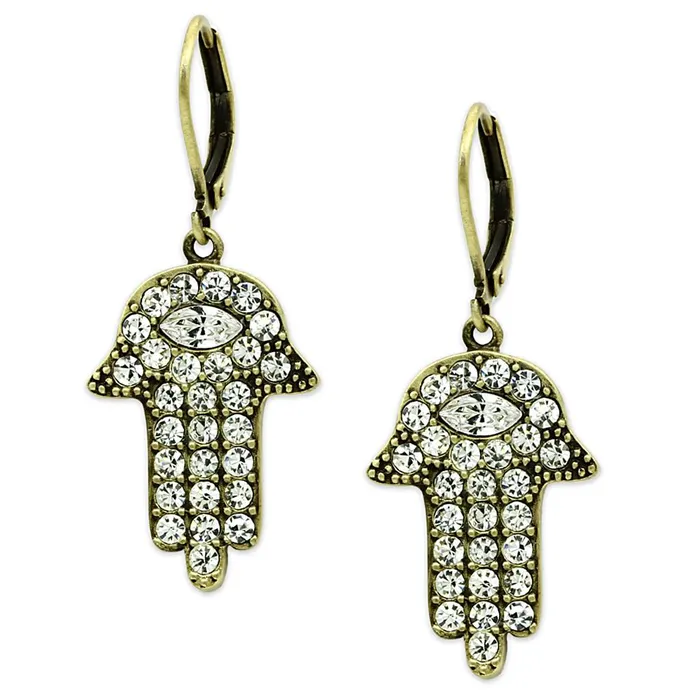 Alamode Earrings LO3853 Antique Copper Brass Earrings with Top Grade Crystal in Clear Alamode Earrings LO3853 Antique Copper Brass Earrings with Top Grade Crystal in Clear