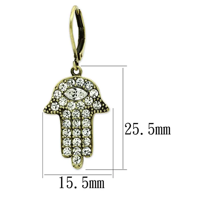 Alamode Earrings LO3853 Antique Copper Brass Earrings with Top Grade Crystal in Clear