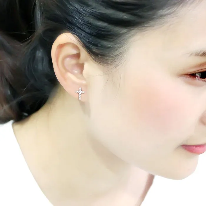 Alamode Earrings LO4665 Silver ecoating Brass Earrings with Top Grade Crystal in Clear