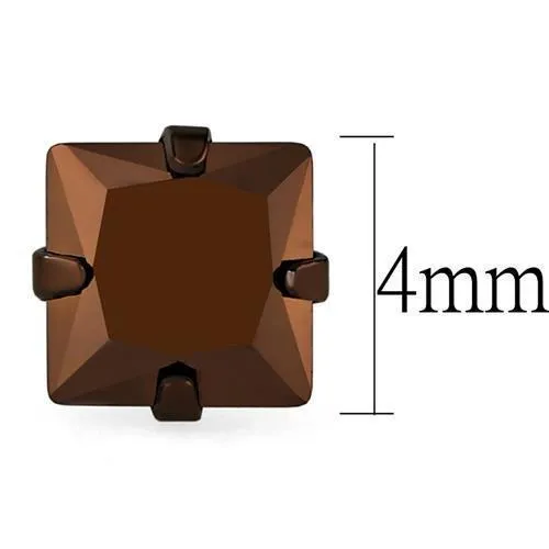 Alamode Earrings TK2582 Two Tone IP Light Brown IP Light coffee Stainless Steel Earrings with AAA Grade CZ in Light Coffee