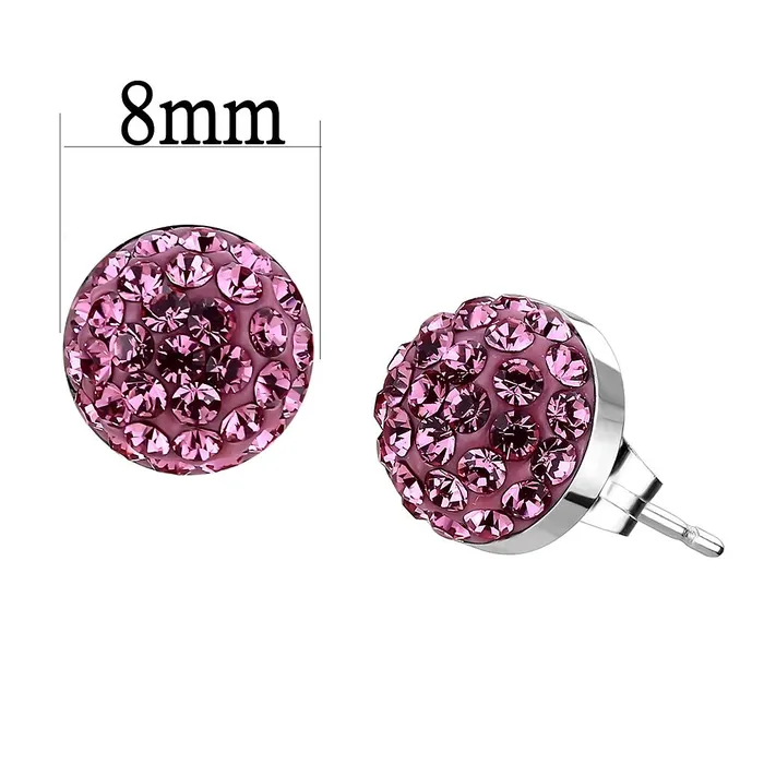 Alamode Earrings TK3553 High polished no plating Stainless Steel Earrings with Top Grade Crystal in Rose
