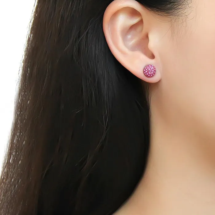 Alamode Earrings TK3553 High polished no plating Stainless Steel Earrings with Top Grade Crystal in Rose
