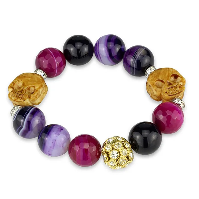 Alamode LO3775 GoldRhodium Brass Bracelet with Synthetic Onyx in Multi Color Bracelets Alamode LO3775 GoldRhodium Brass Bracelet with Synthetic Onyx in Multi Color Bracelets