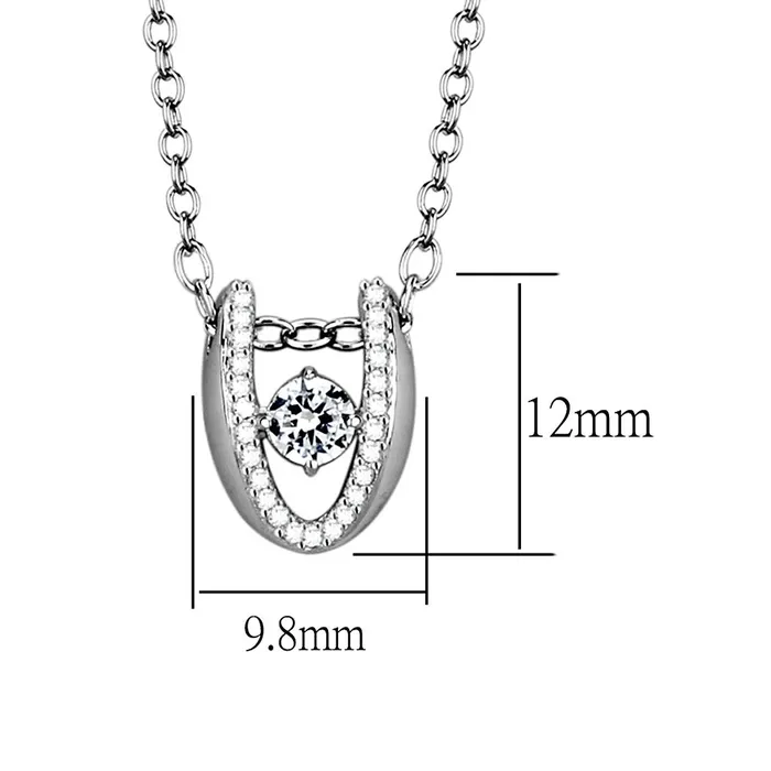 Alamode Necklaces TS572 Rhodium 925 Sterling Silver Necklace with AAA Grade CZ in Clear