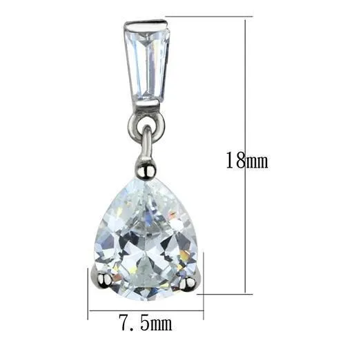 Alamode TK1804 High polished no plating Stainless Steel Earrings with AAA Grade CZ in Clear Earrings