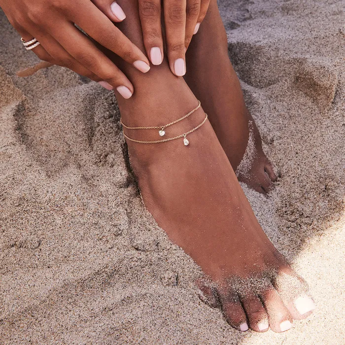 anitako ANKLET WITH HEART SHAPED DIAMOND DROP Earrings