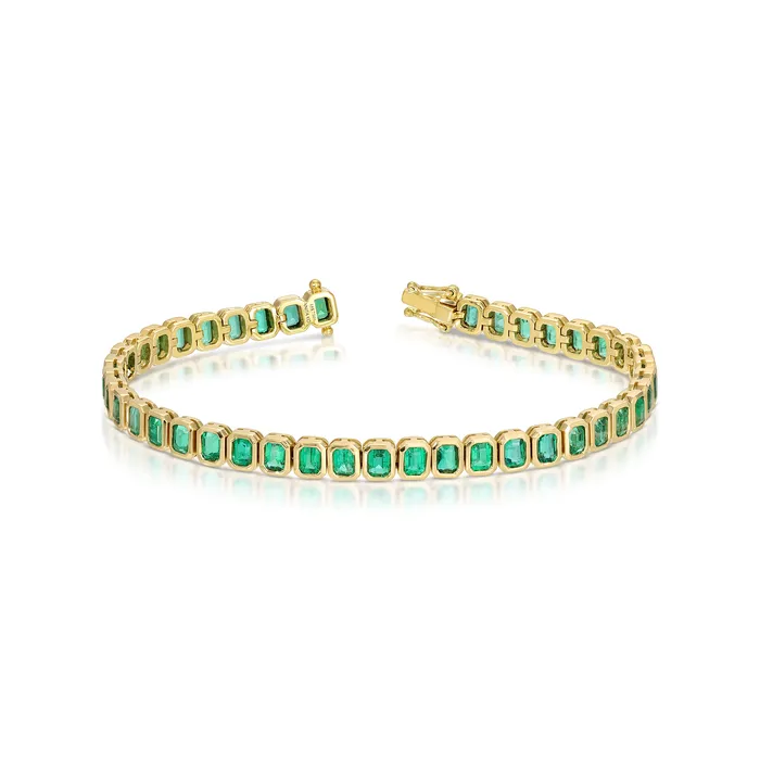 anitako Bracelets BEZELED EMERALD CUT EMERALD BRACELET