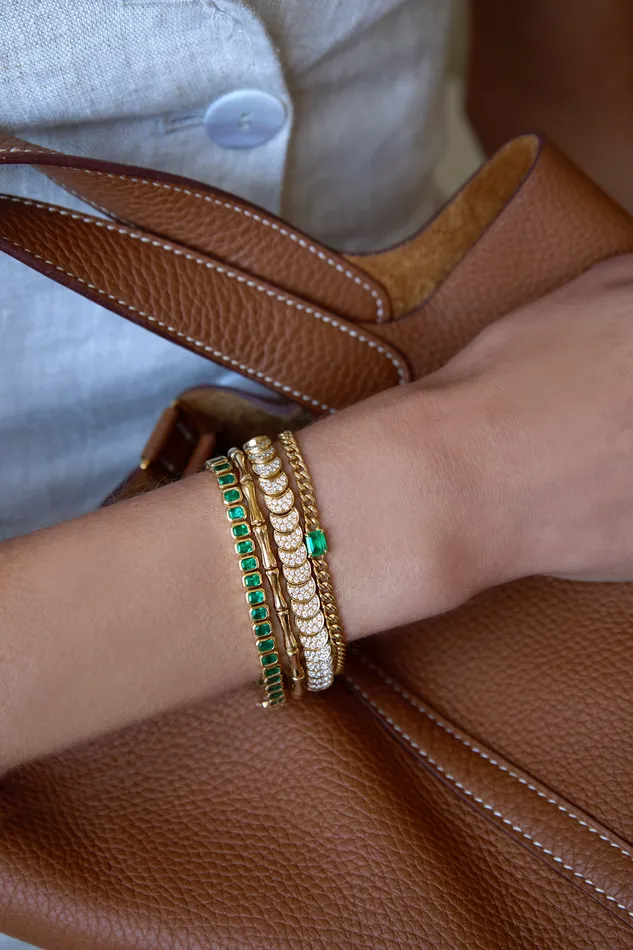 anitako Bracelets BEZELED EMERALD CUT EMERALD BRACELET