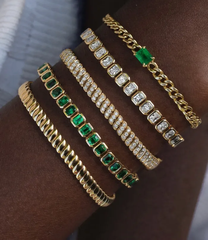 anitako Bracelets BEZELED EMERALD CUT EMERALD BRACELET