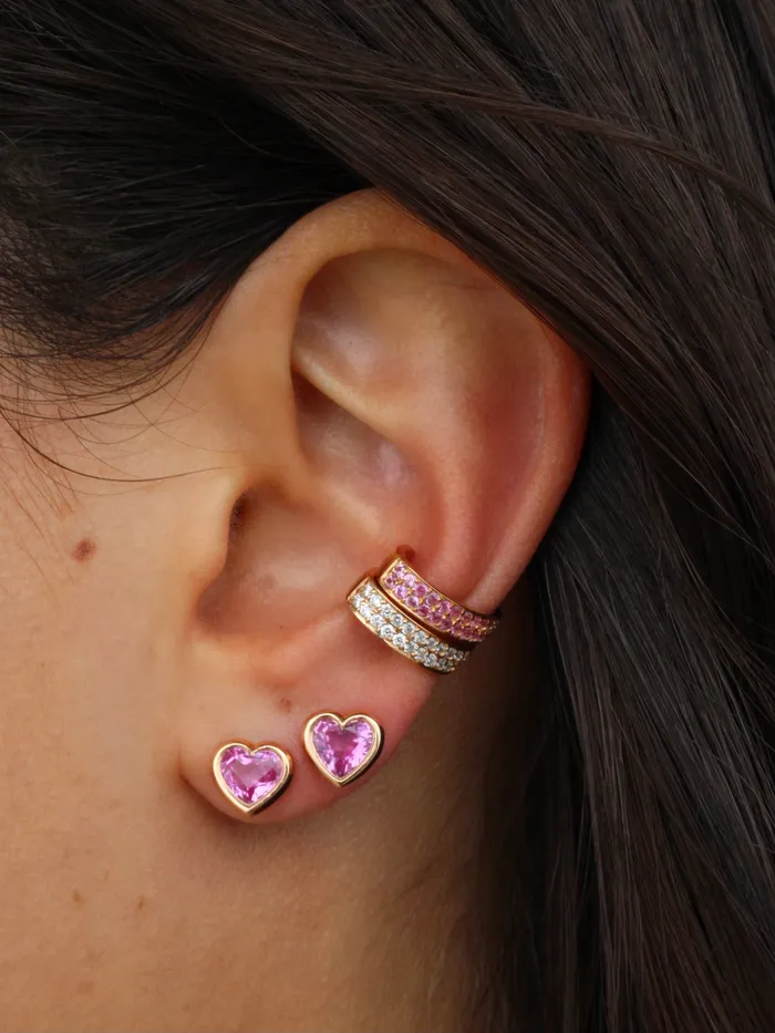 anitako Earrings TWO ROW PINK SAPPHIRE EAR CUFF