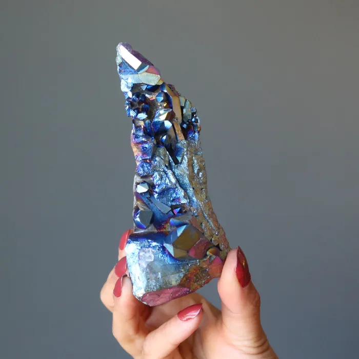 Aura Quartz Cluster Titanium Rainbow Soul Crystal Satin Crystals Charm Necklaces