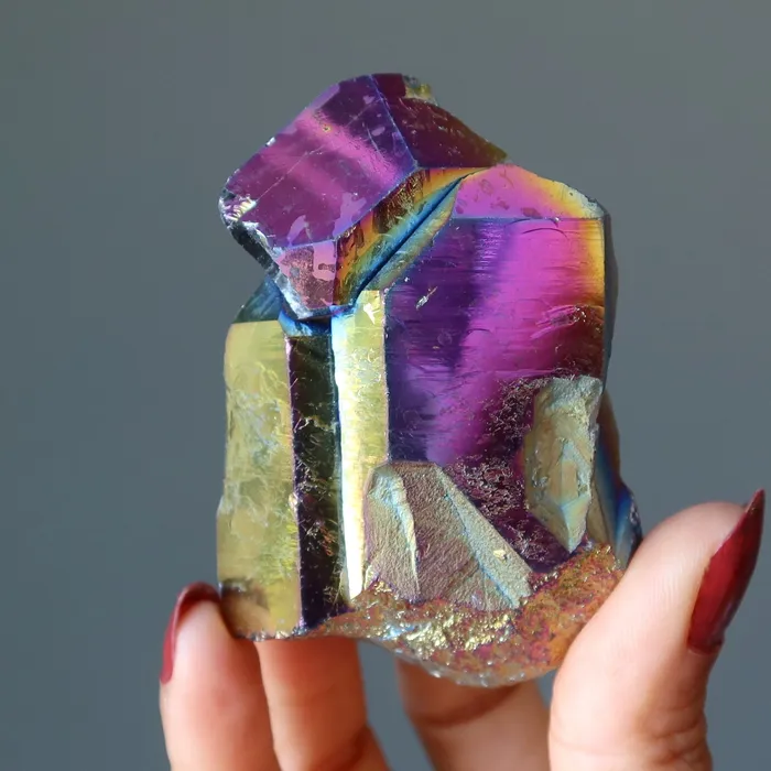 Aura Quartz Cluster Titanium Rainbow Soul Crystal Satin Crystals Charm Necklaces