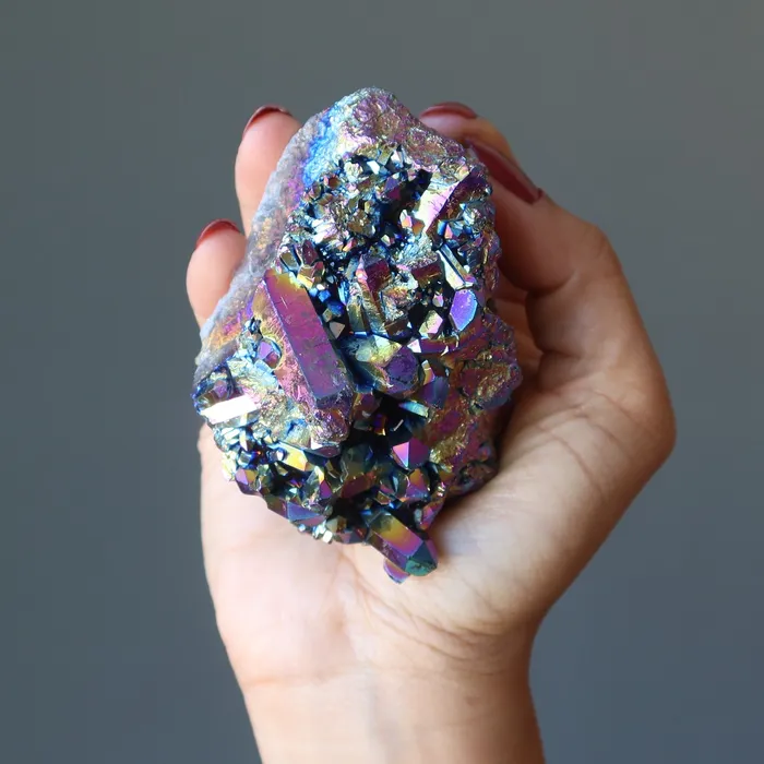 Aura Quartz Cluster Titanium Rainbow Soul Crystal Satin Crystals Charm Necklaces