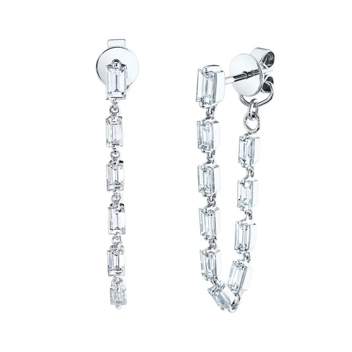 BAGUETTE DIAMOND LOOP EARRINGS anitako Earrings