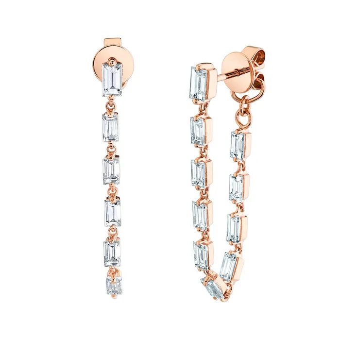 BAGUETTE DIAMOND LOOP EARRINGS anitako Earrings