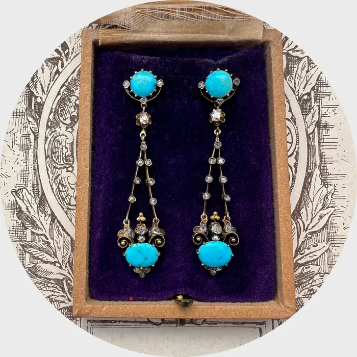 Belle Epoque Turquoise Diamond Drop Earrings 21stfinds Earrings