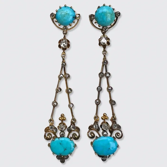 Belle Epoque Turquoise Diamond Drop Earrings 21stfinds Earrings