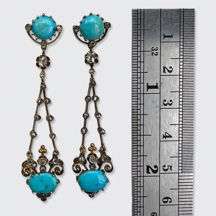Belle Epoque Turquoise Diamond Drop Earrings 21stfinds Earrings